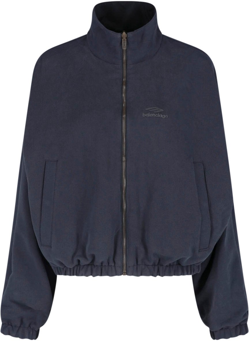 Balenciaga Black High Collar Sporty Jacket Zwart
