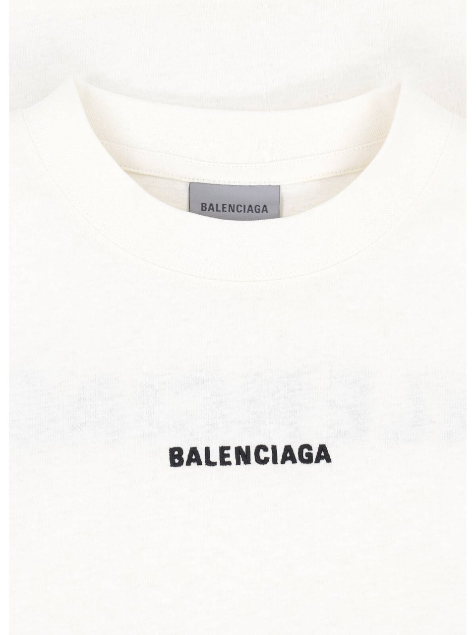 Balenciaga White Cropped Crew Neck Cotton T-shirt Wit