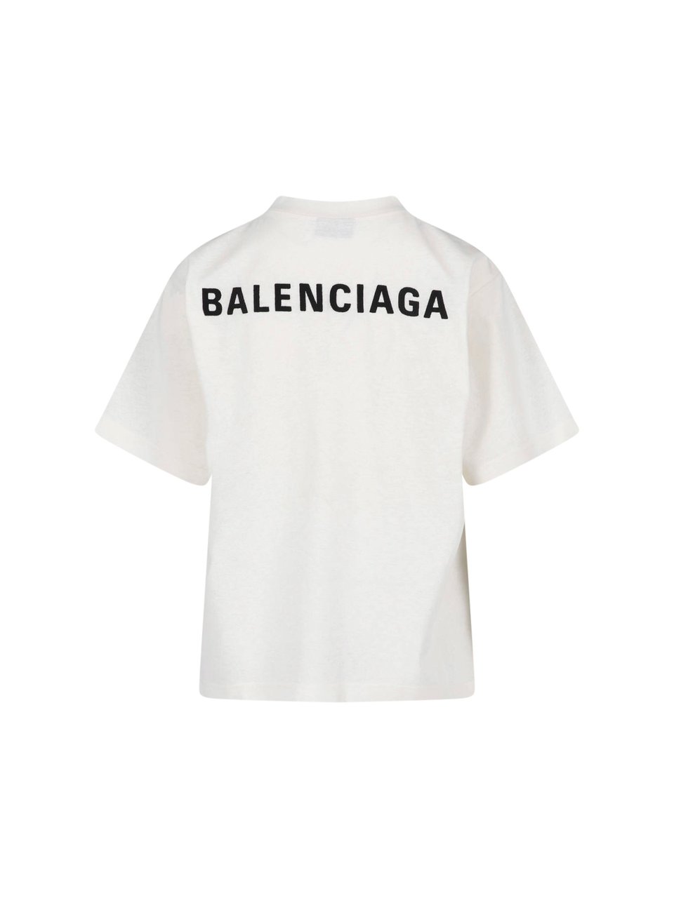 Balenciaga White Cropped Crew Neck Cotton T-shirt Wit
