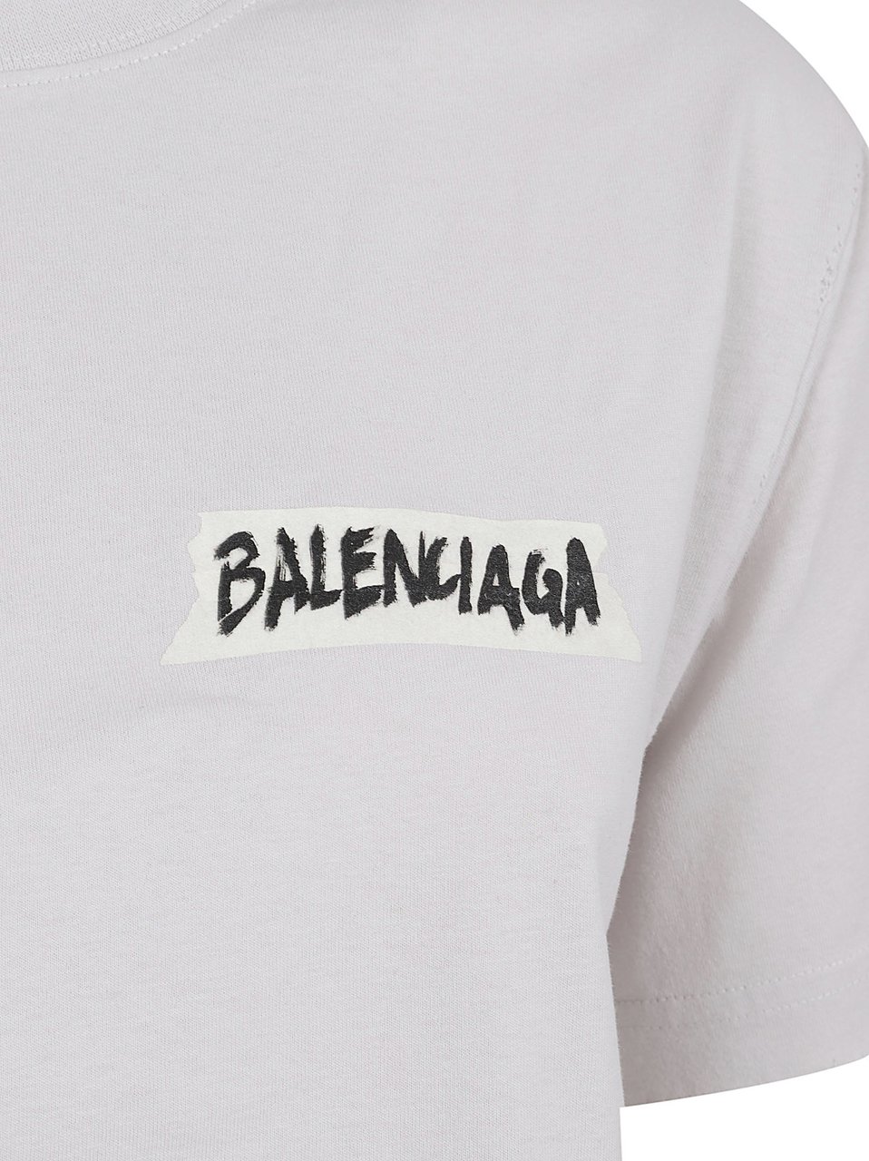 Balenciaga Crew Neck T-Shirt with Handwritten Graphic Detail Wit