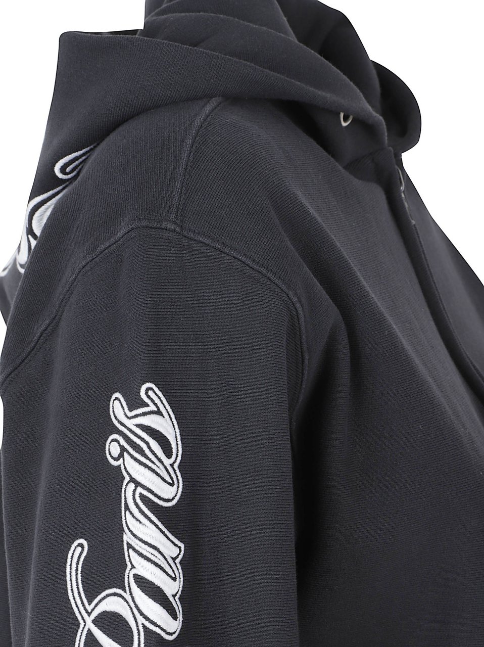 Balenciaga Zip-Up Knit Sweater with Cursive Embroidery Zwart