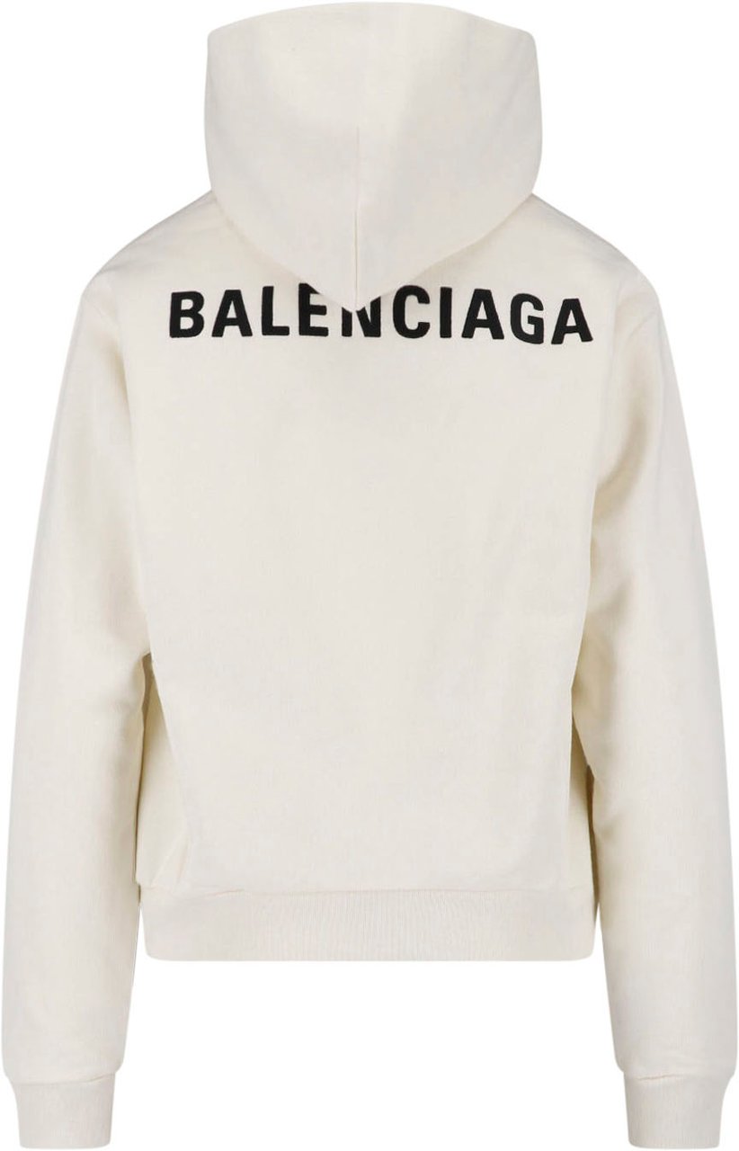 Balenciaga Off-White Back Oversized Embroidered Hoodie Neutraal