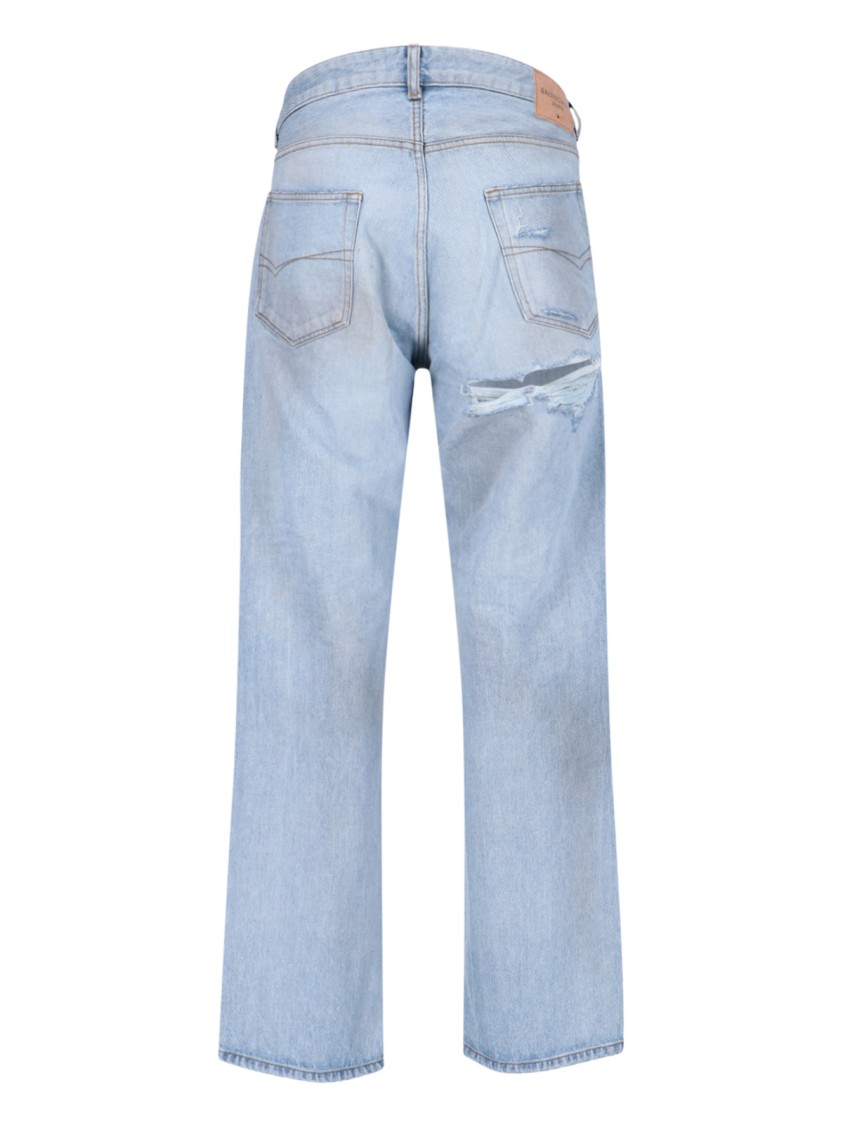 Balenciaga Deconstructed Light Blue Denim Jeans Blauw