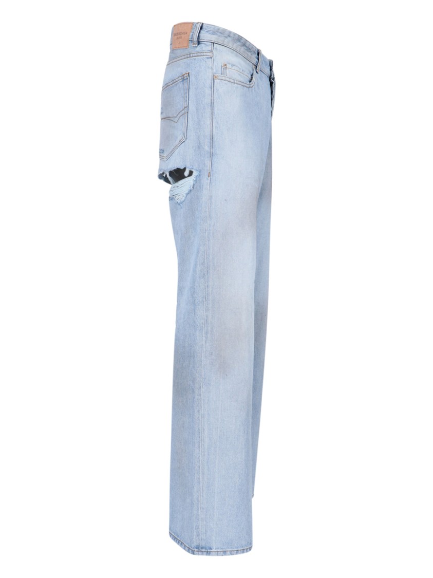 Balenciaga Deconstructed Light Blue Denim Jeans Blauw