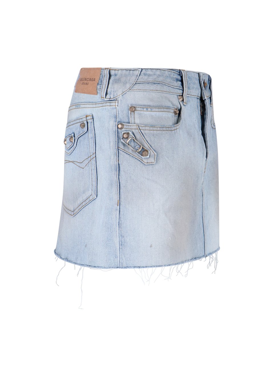 Balenciaga "Le City" Mini Skirt In Light Blue Cotton Denim Blauw