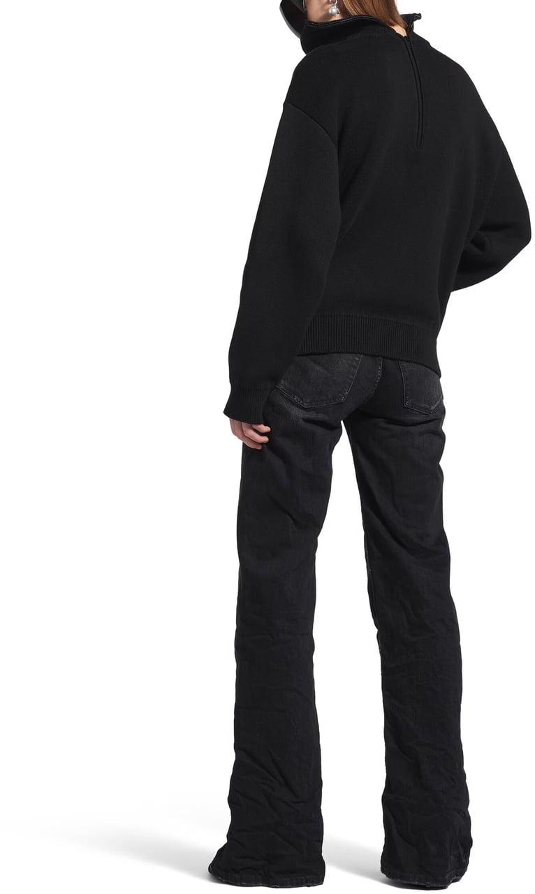 Balenciaga Black Wide Leg Relaxed Fit Jeans Zwart