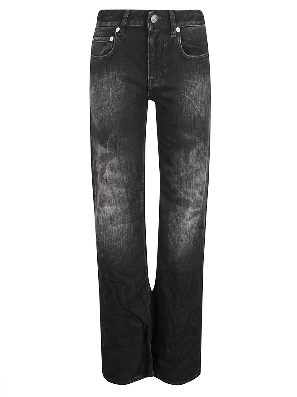 Balenciaga Mid-Rise Black Cotton Denim Trousers Zwart