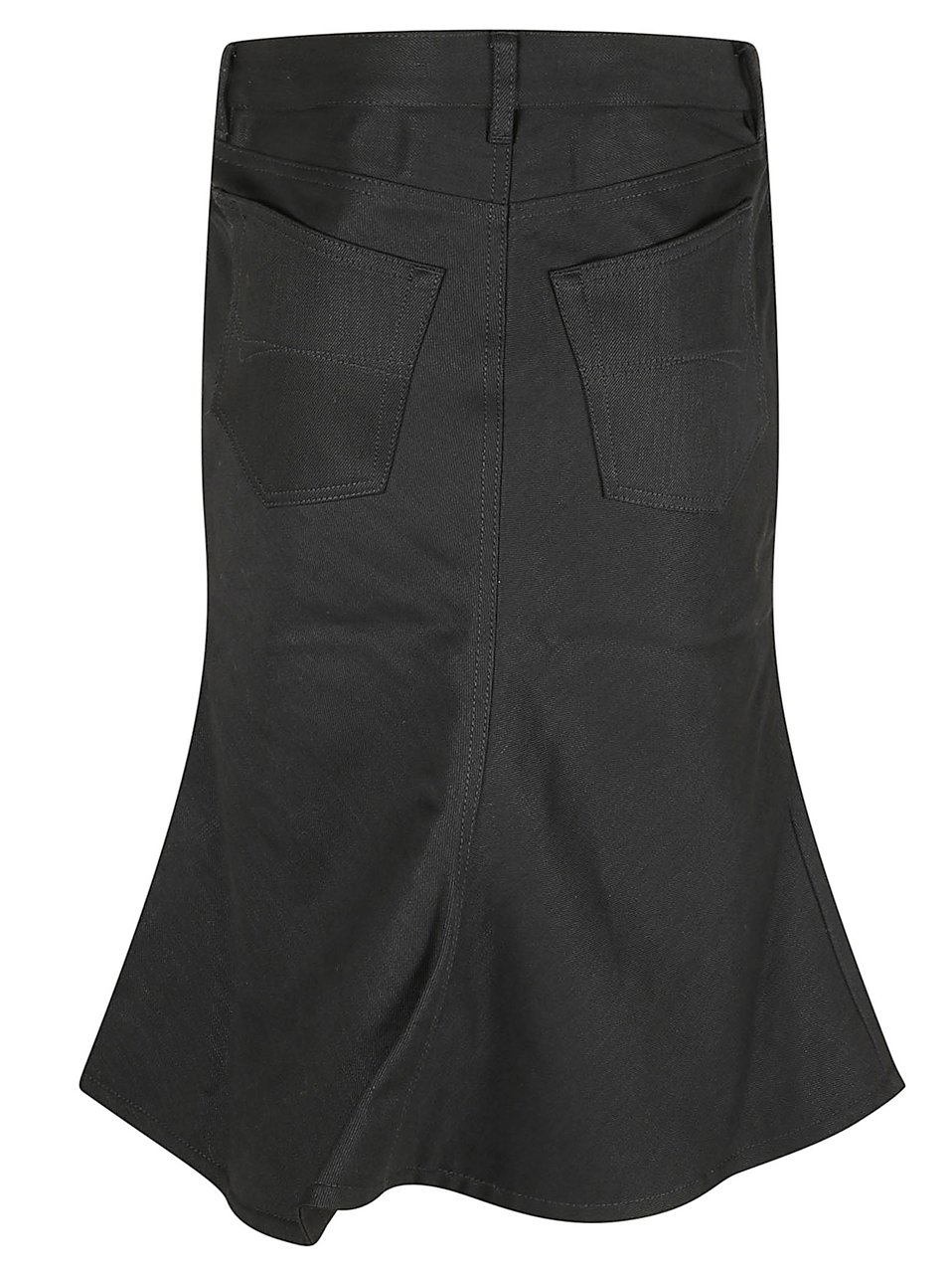 Balenciaga Mid-Rise Black Denim Skirt With Godet Hem Zwart