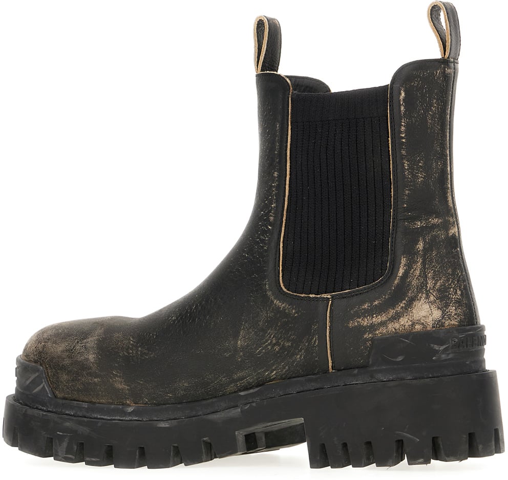 Balenciaga Balenciaga Slate leather Chelsea Strike ankle boots Zwart
