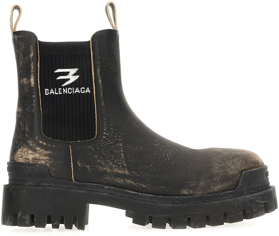 Balenciaga Balenciaga Slate leather Chelsea Strike ankle boots Zwart
