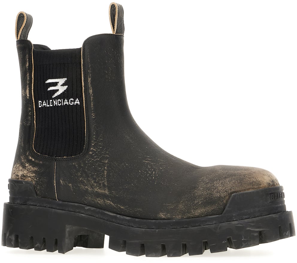 Balenciaga Balenciaga Slate leather Chelsea Strike ankle boots Zwart