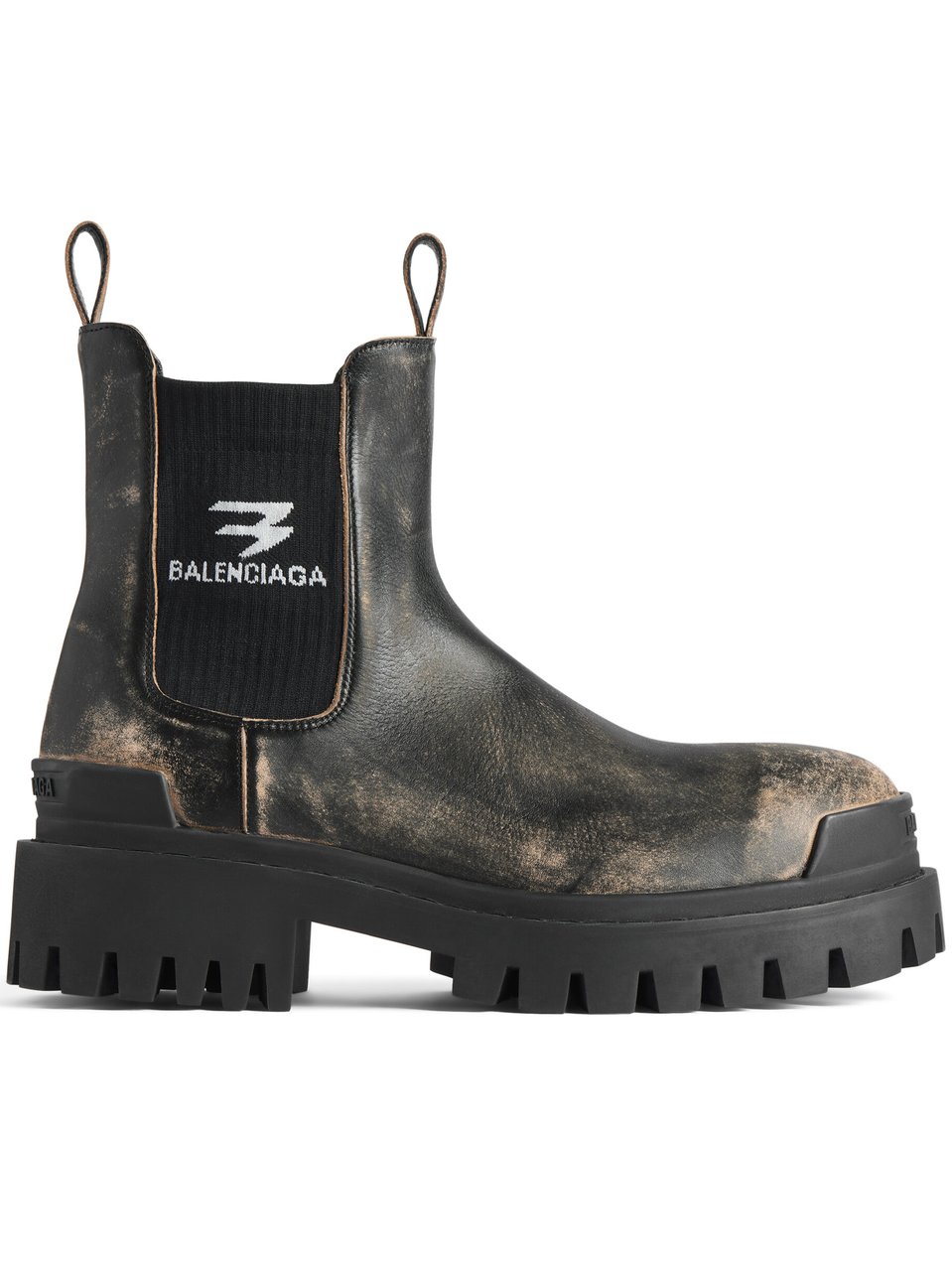 Balenciaga Black Strike Chels Chunky Leather Boots Zwart