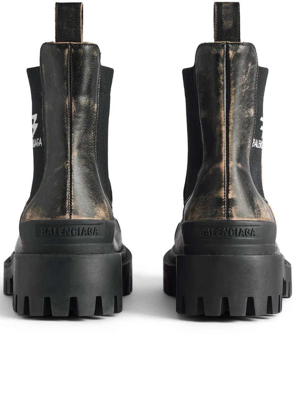 Balenciaga Black Strike Chels Chunky Leather Boots Zwart