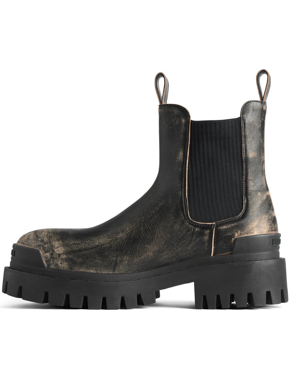 Balenciaga Black Strike Chels Chunky Leather Boots Zwart