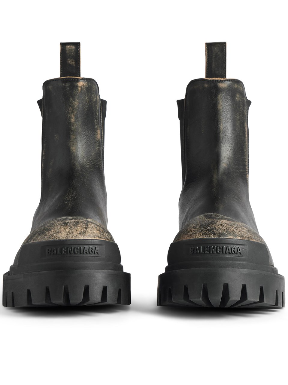 Balenciaga Black Strike Chels Chunky Leather Boots Zwart