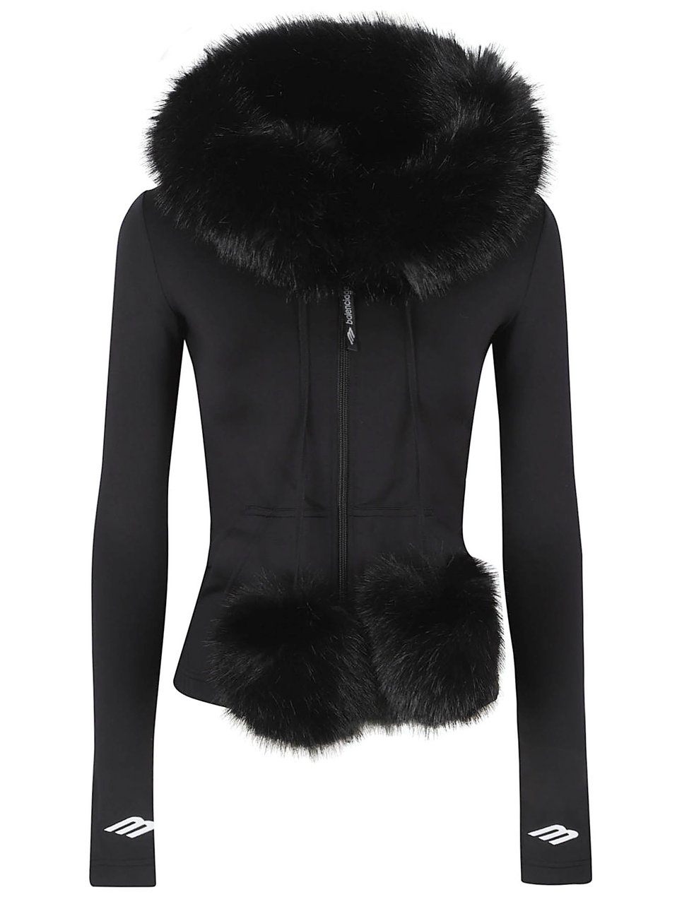 Balenciaga Technical Dry Jockey Jacket with Faux Fur Accents Zwart