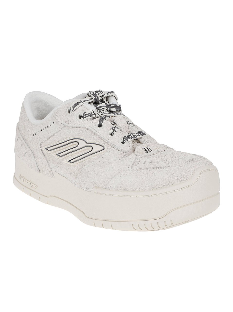 Balenciaga Brushed Suede Calfskin Low-Top Sneakers with Iconic Sports Motifs Wit