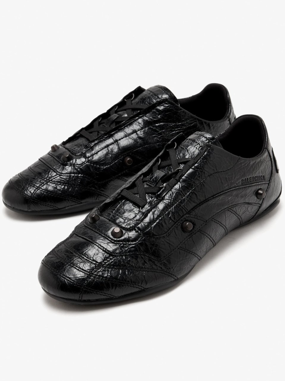 Balenciaga City Black Leather Sneakers Zwart