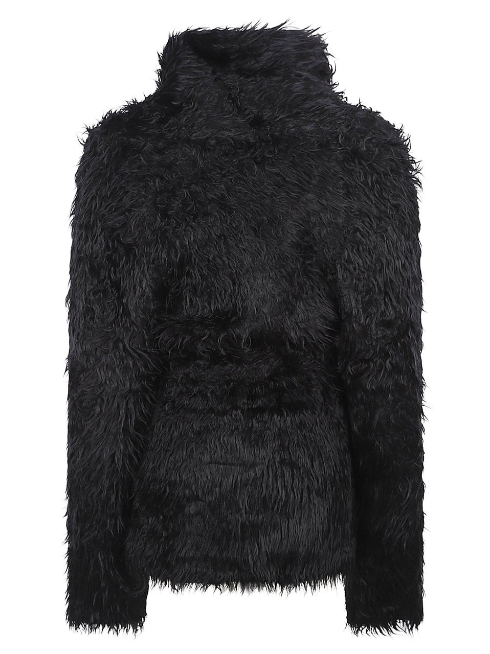 Balenciaga Wrap-Style Textured Jacket with Tie Belt and Cozy Finish Zwart