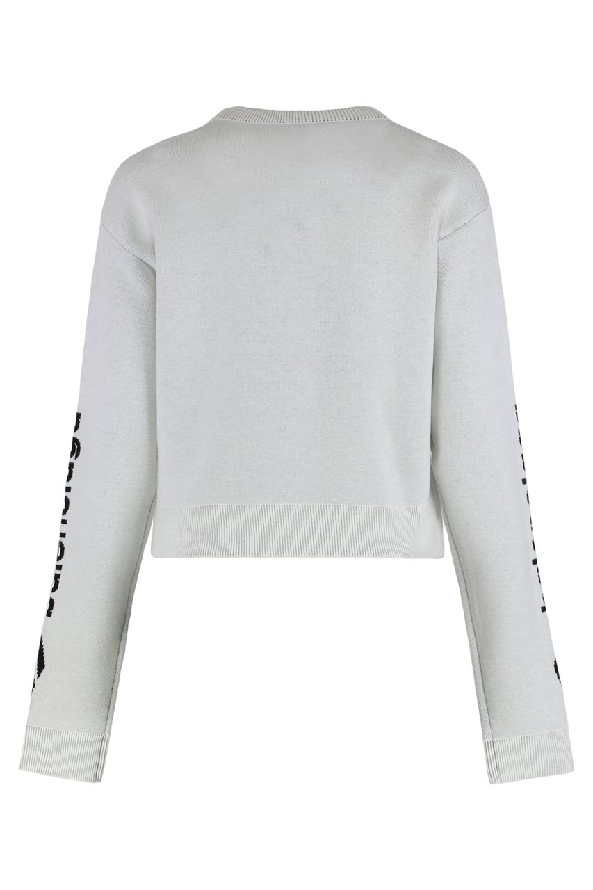 Balenciaga Crew neck sweater in wool double face Wit