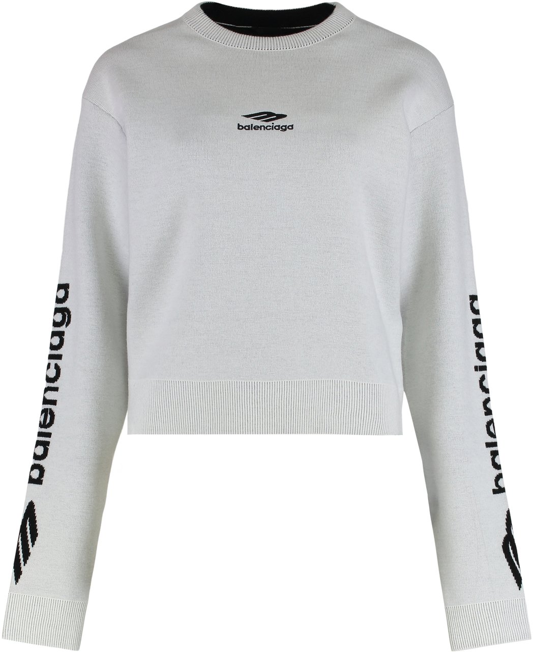Balenciaga Crew neck sweater in wool double face Wit