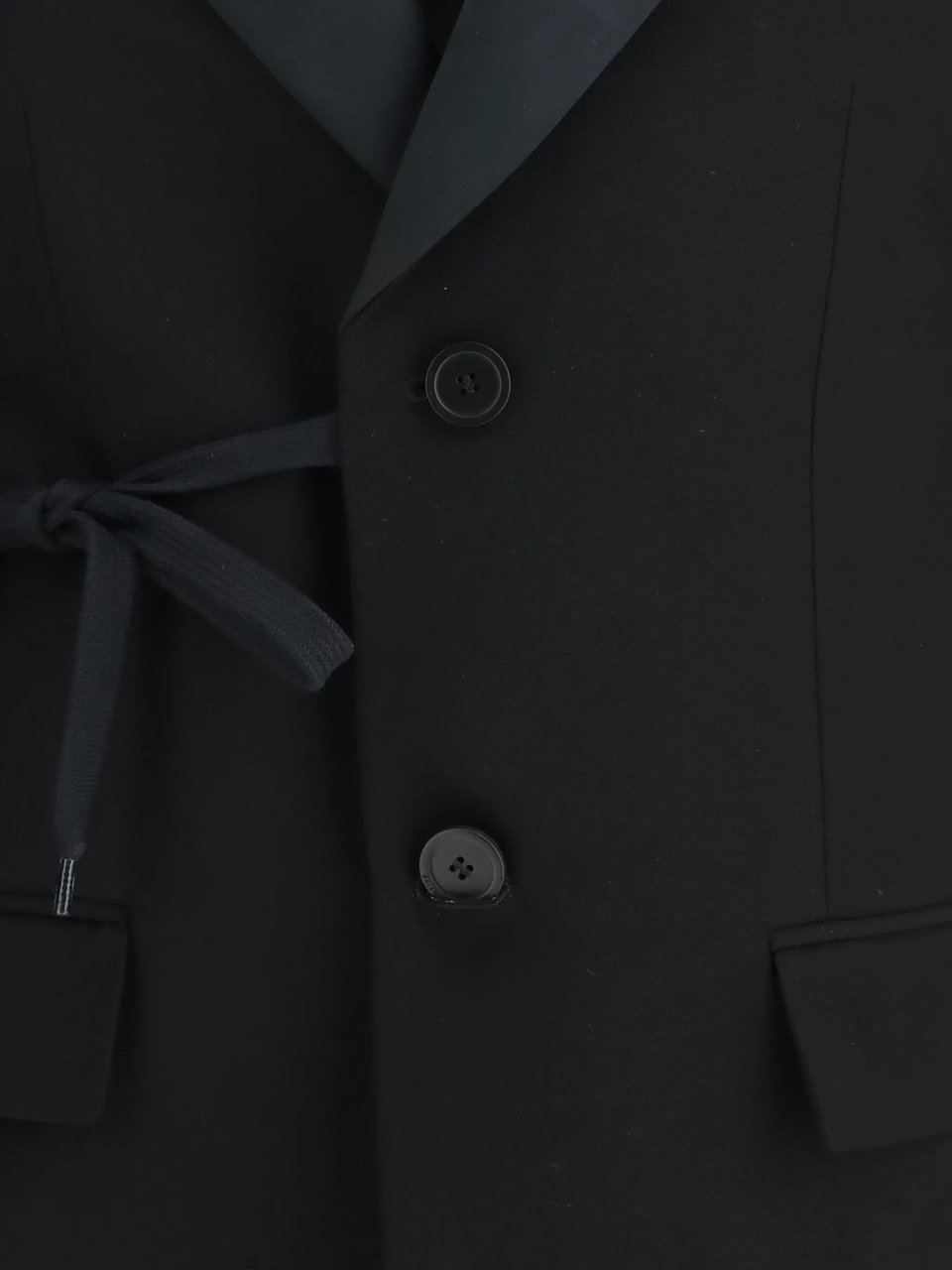 Balenciaga Black Wrap Tuxedo Satin Lapel Jacket Zwart