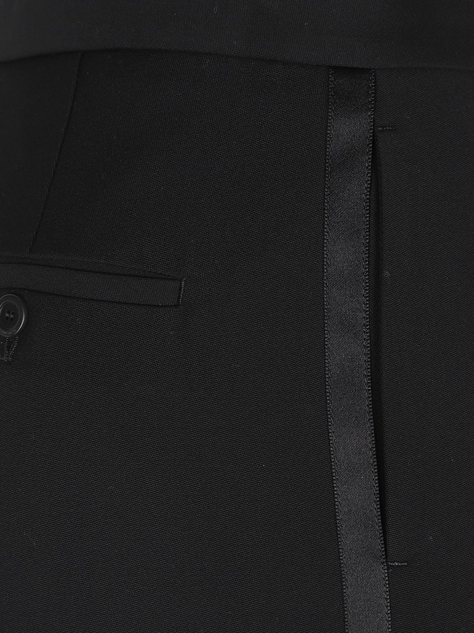Balenciaga Wool Trousers with Satin Stripe and Hidden Closure Zwart
