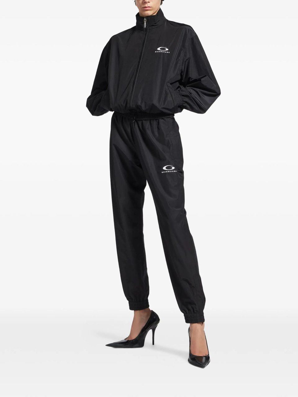 Balenciaga Black Tracksuit Relaxed Fit Logo Pants Zwart