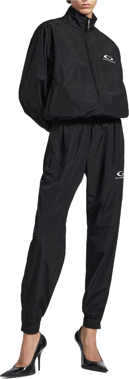 Balenciaga Black Tracksuit Cropped Boxy Jacket Zwart