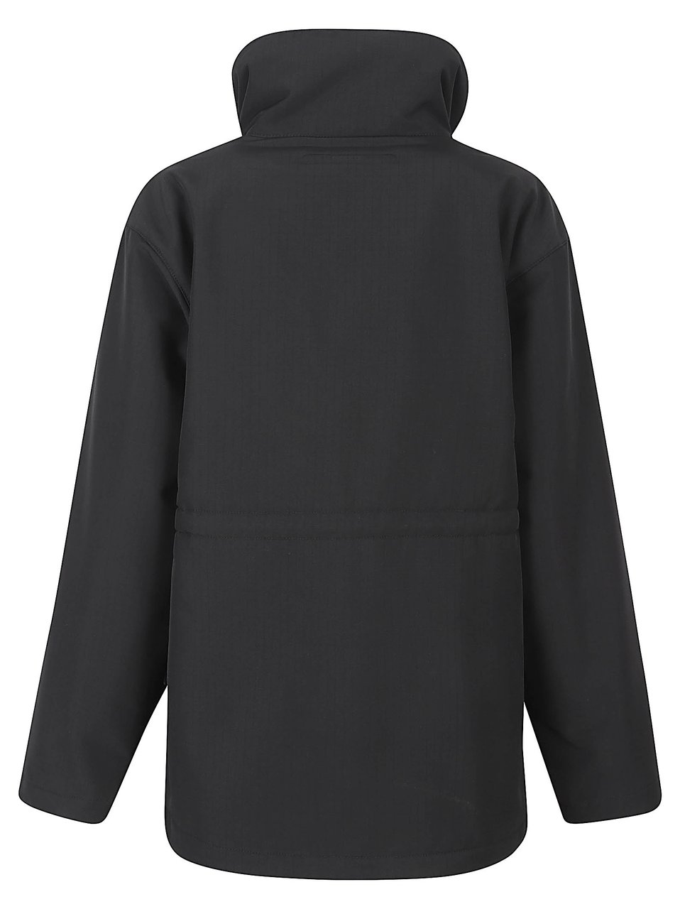Balenciaga Technical Black Coat with High Collar and Reflective Details Zwart