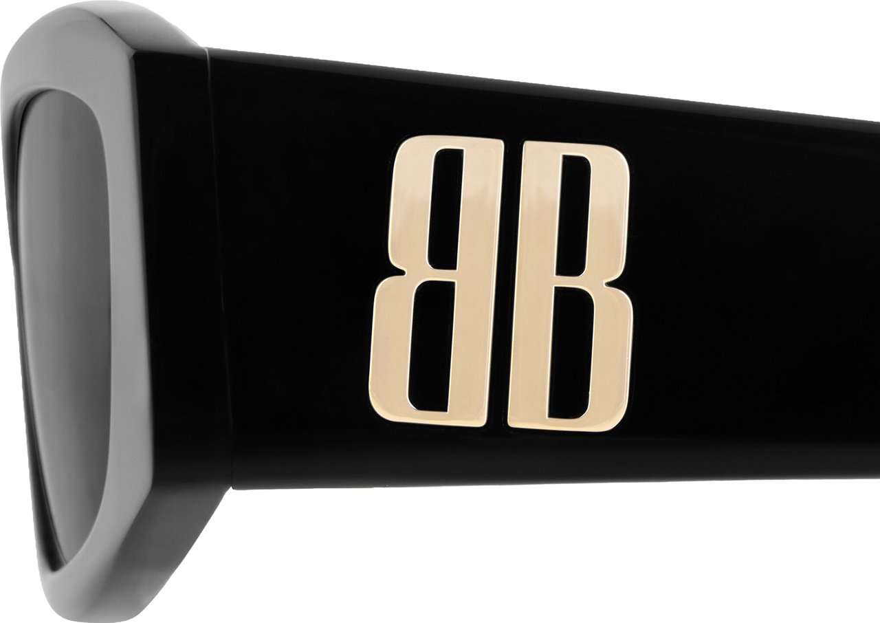 Balenciaga Black Occhiali Rectangular Logo Sunglasses Grijs