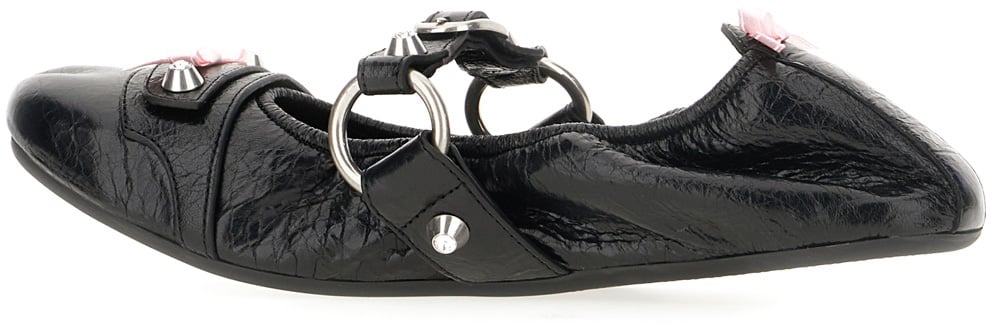 Balenciaga Balenciaga Black leather City ballerinas Zwart