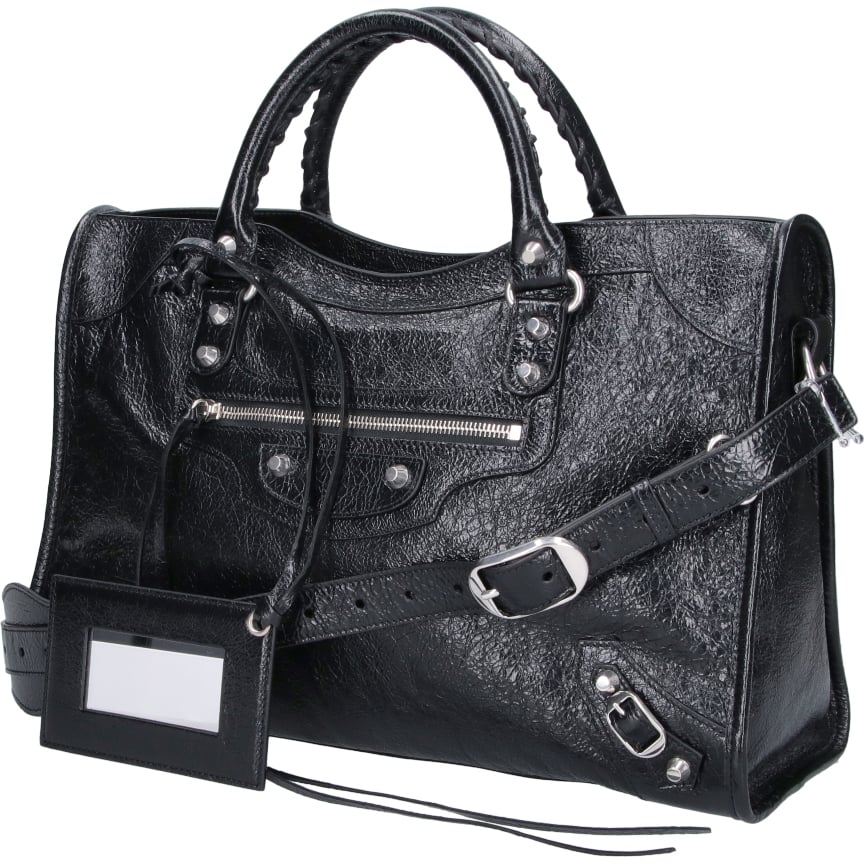 Balenciaga Black Medium Le City Lamb Bag Zwart