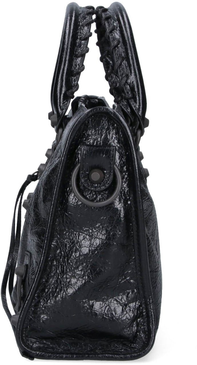 Balenciaga Black Textured Rectangular Braided Bag Zwart