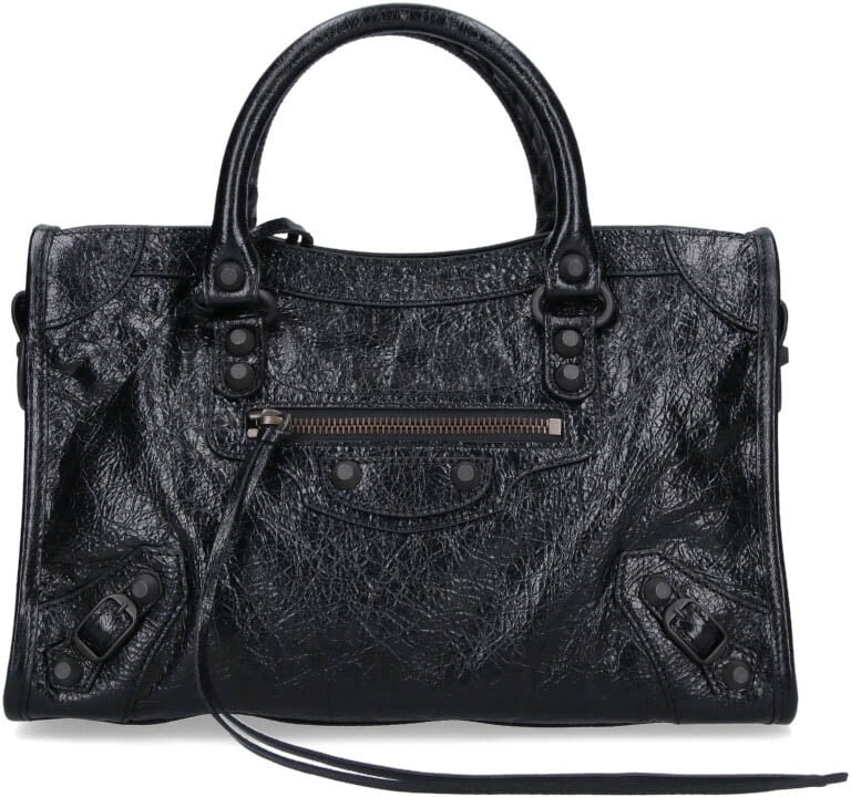Balenciaga Black Textured Rectangular Braided Bag Zwart