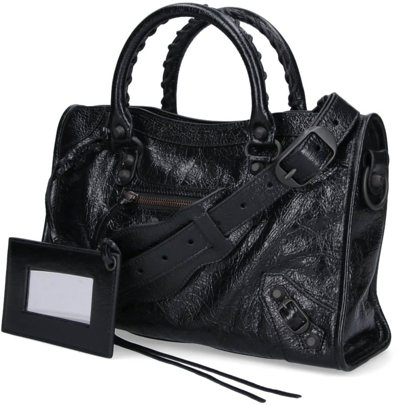 Balenciaga Black Textured Rectangular Braided Bag Zwart