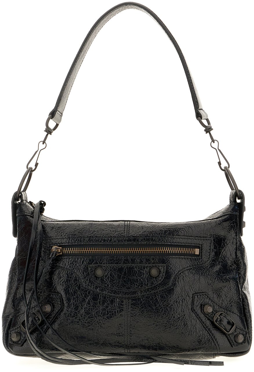 Balenciaga Black leather small Le City Moto shoulder bag Zwart