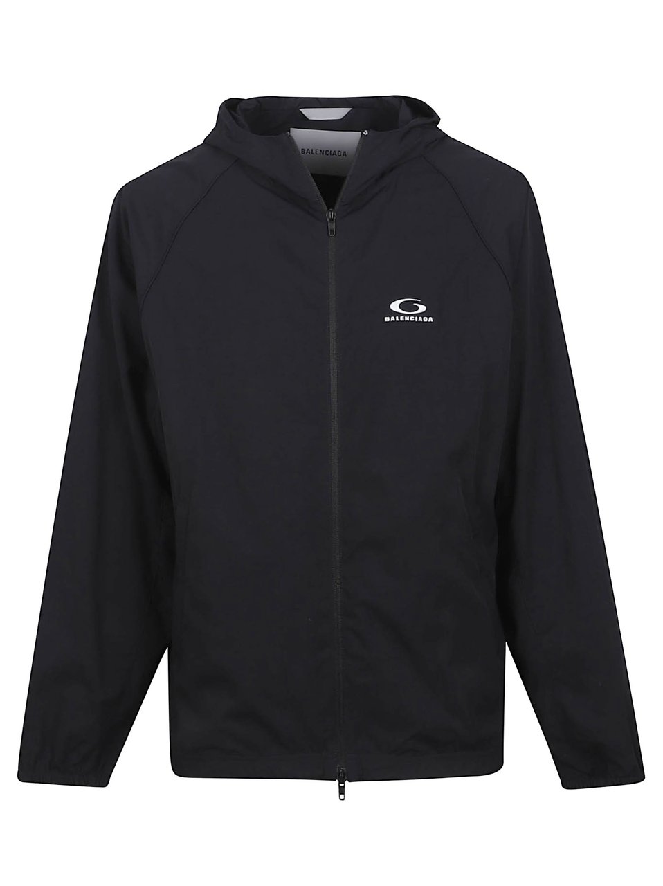 Balenciaga Technical Polyamide Hooded Jacket with Contrast Trim Zwart
