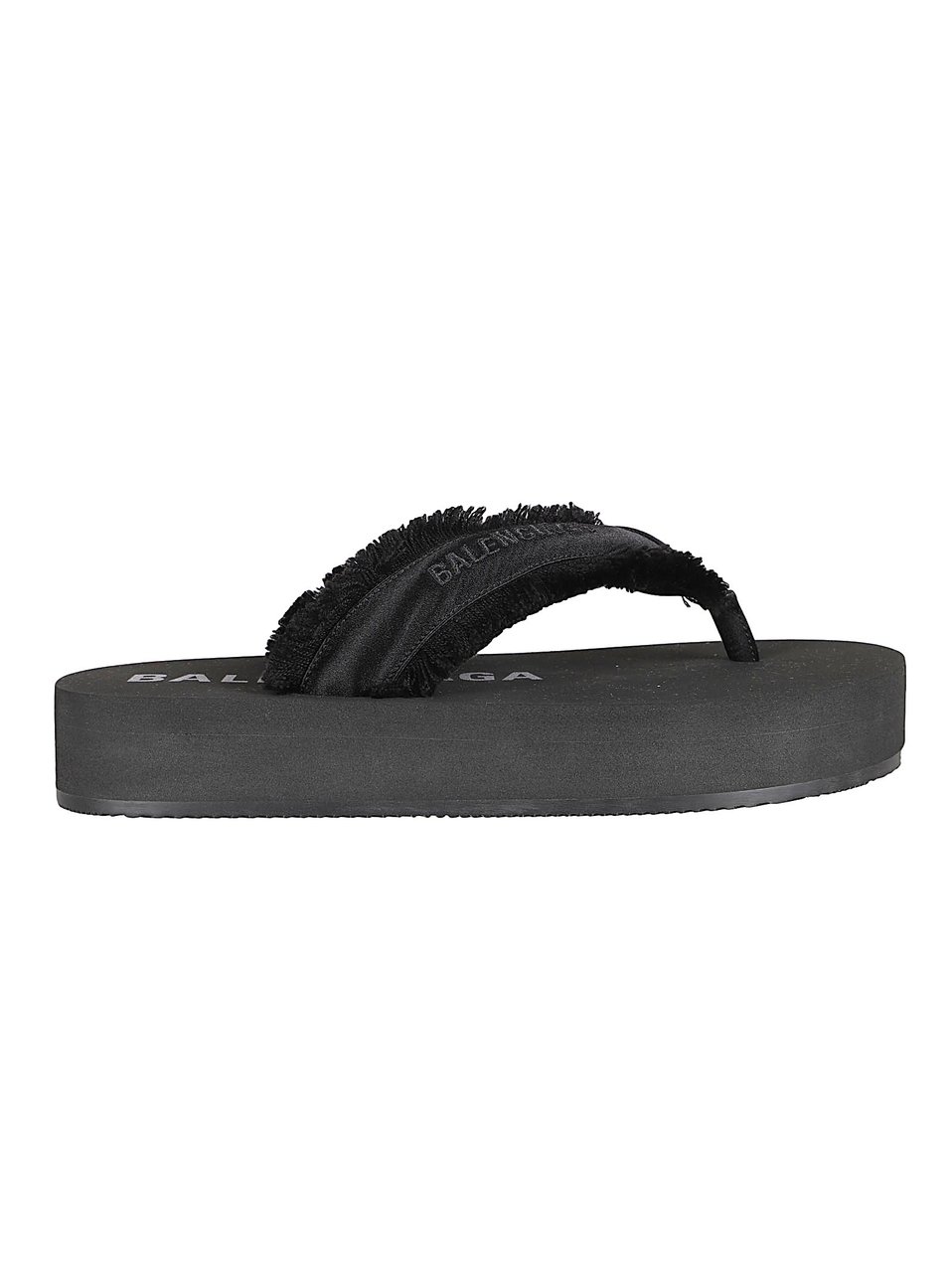 Balenciaga Fringed Fabric Black Sandals with Cushioned Footbed Grijs