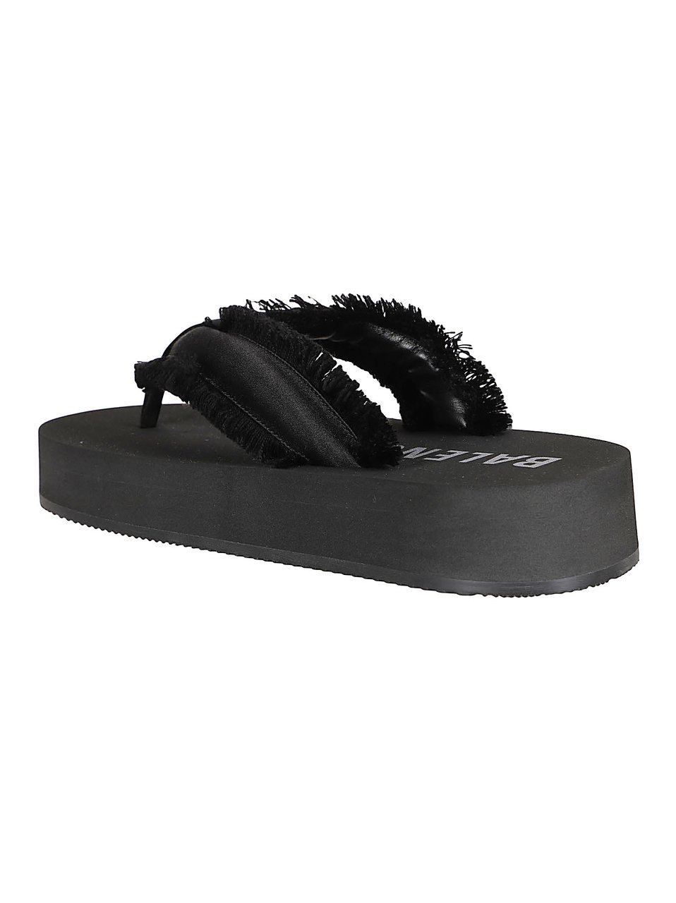 Balenciaga Fringed Fabric Black Sandals with Cushioned Footbed Grijs