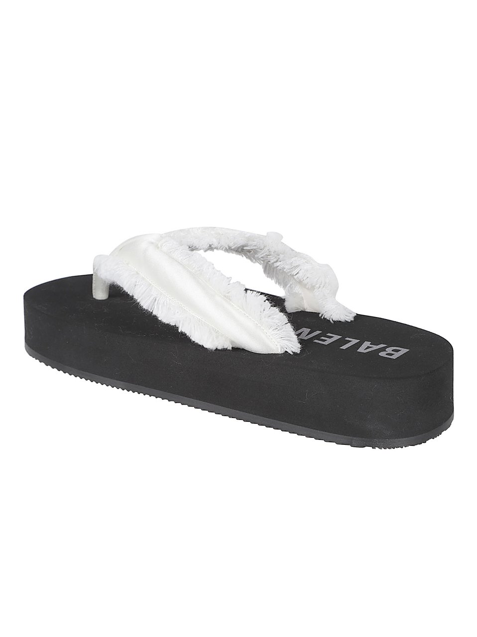 Balenciaga Wide-Strap Sandals with Elevated Platform and Frayed Texture Zwart