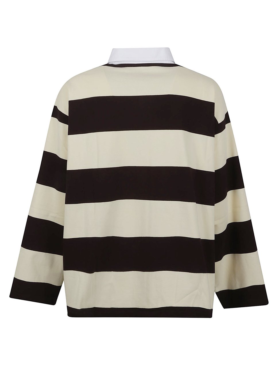 Balenciaga Hybrid Jersey Long-Sleeve Polo Shirt with Contrasting Stripes Zwart