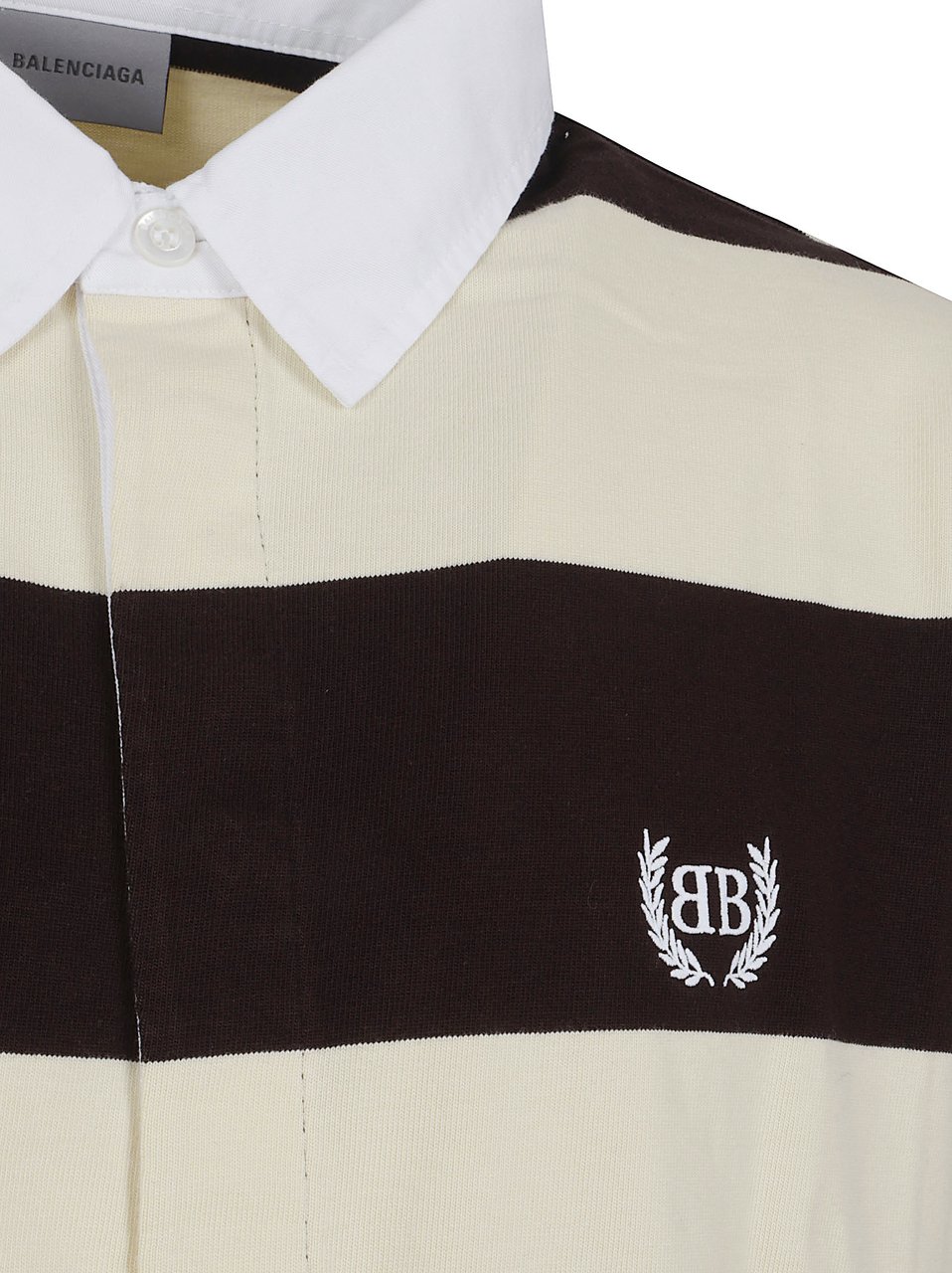 Balenciaga Hybrid Jersey Long-Sleeve Polo Shirt with Contrasting Stripes Zwart