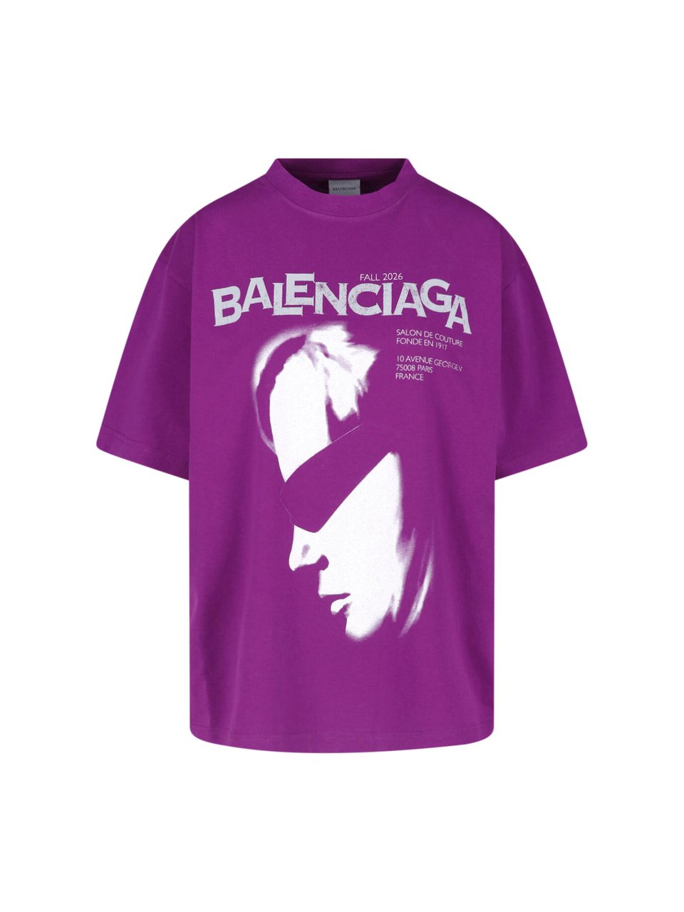 Balenciaga Boxy-Fit T-Shirt with Bold Graphic Print Paars