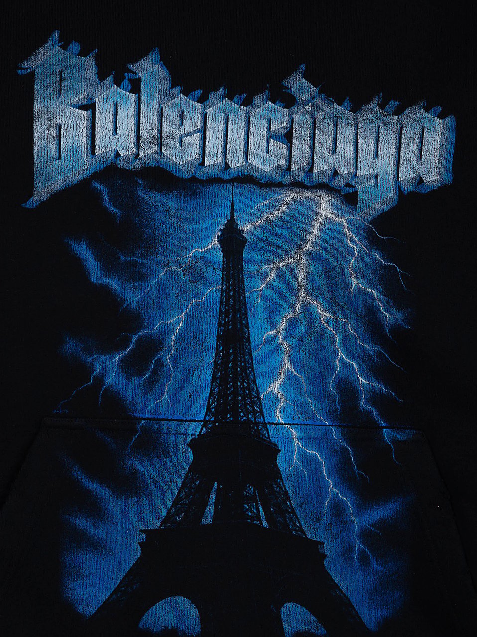 Balenciaga Front-Graphic Pile-Finish Hoodie with Kangaroo Pocket Zwart