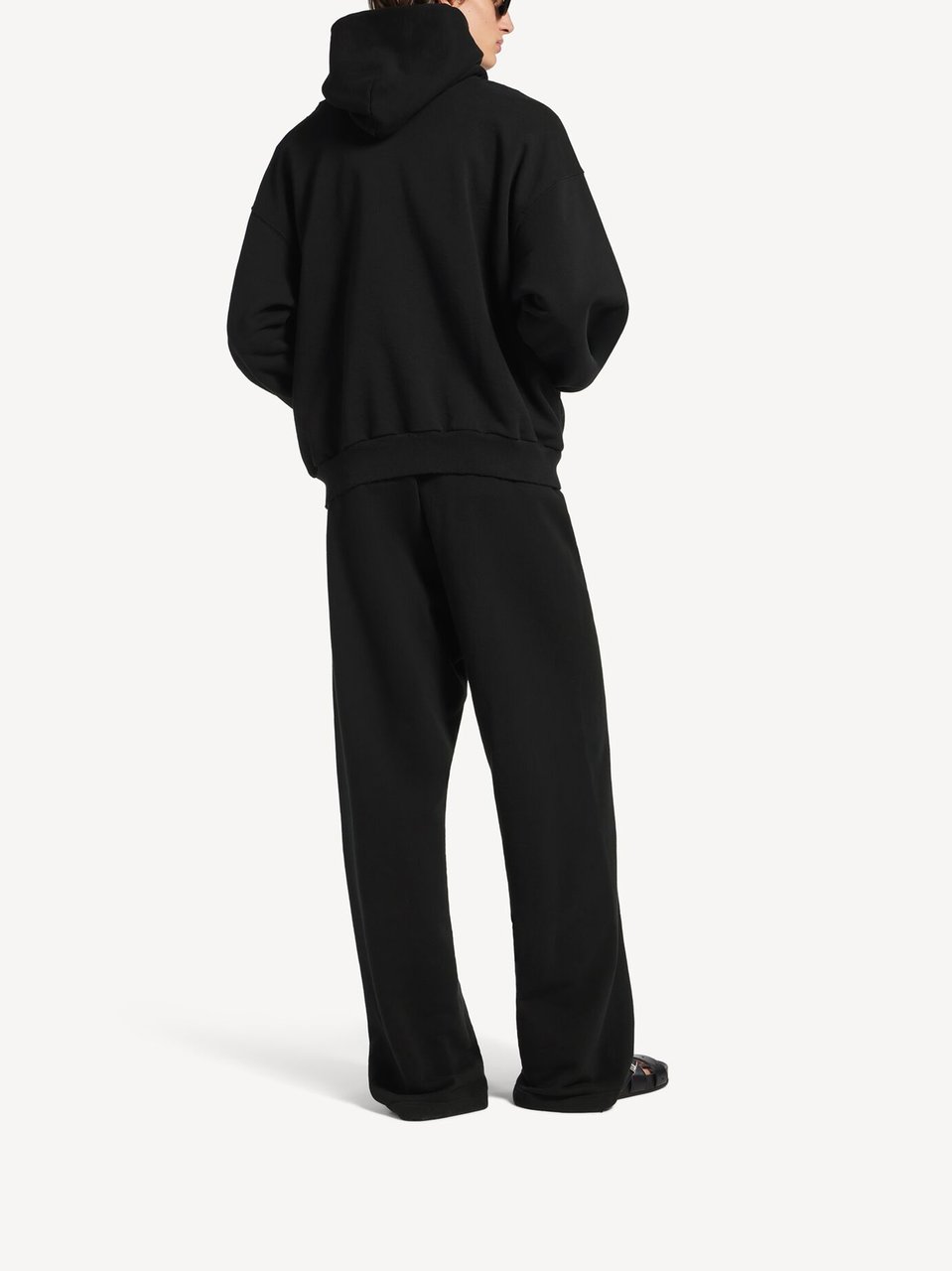 Balenciaga Black Medium Fit Graphic Cotton Hoodie Zwart