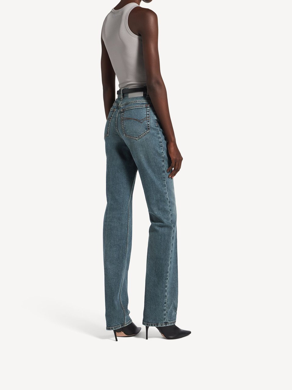 Balenciaga Medium Blue High Waist Slim Jeans Grijs