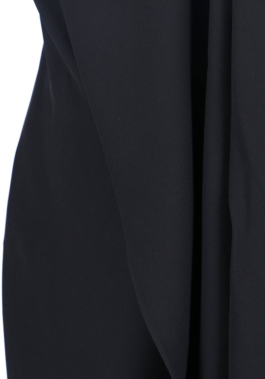 Balenciaga Black One-Shoulder Draped Wool Dress Zwart