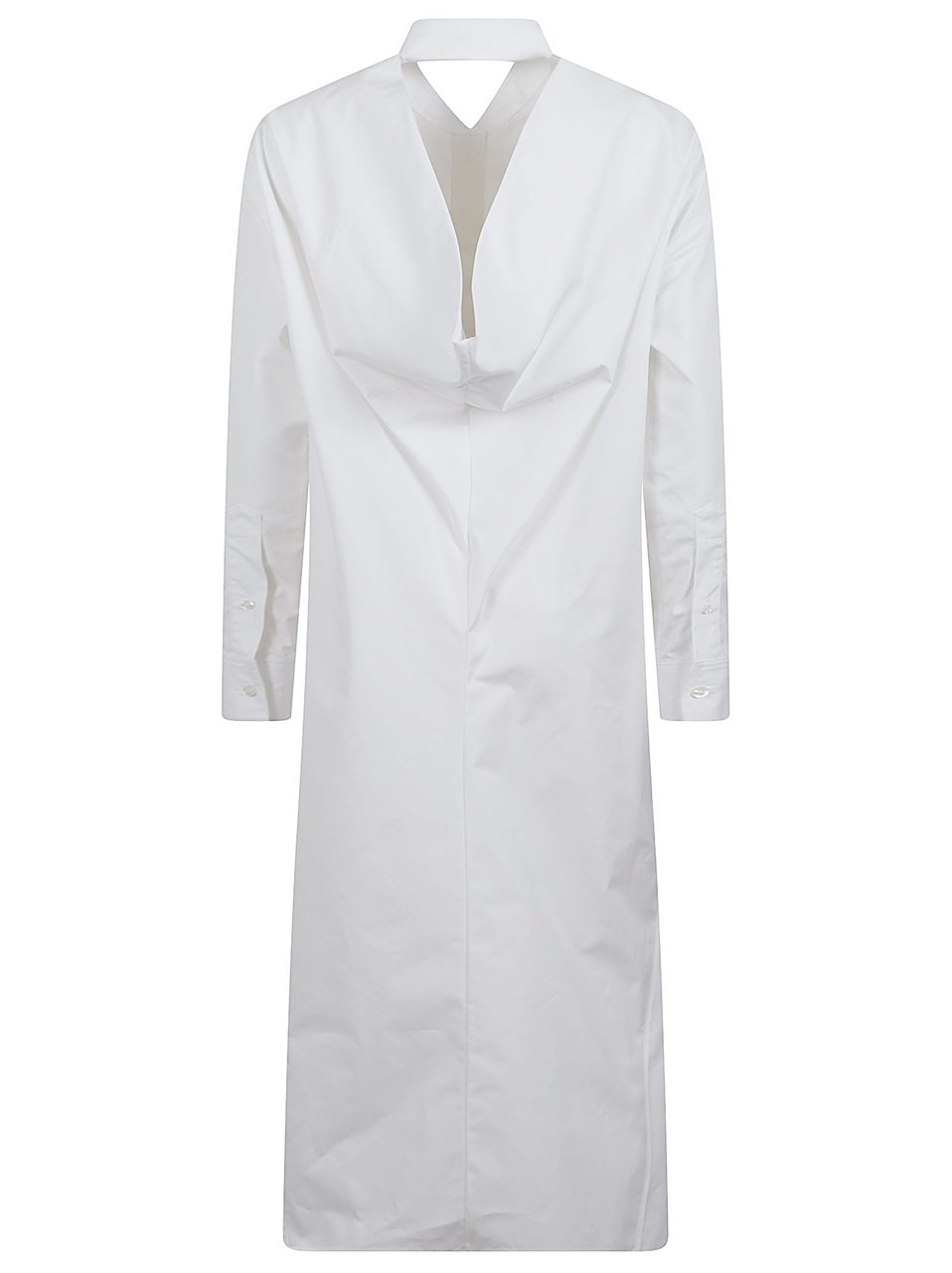 Balenciaga Minimalist White Cotton Dress with Button-Down Front Wit