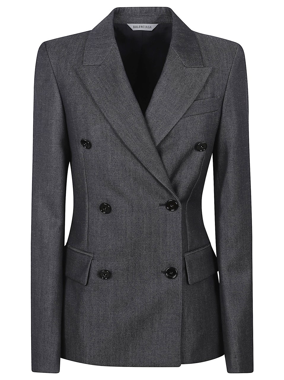 Balenciaga Black Denim Peak Lapel Blazer Grijs